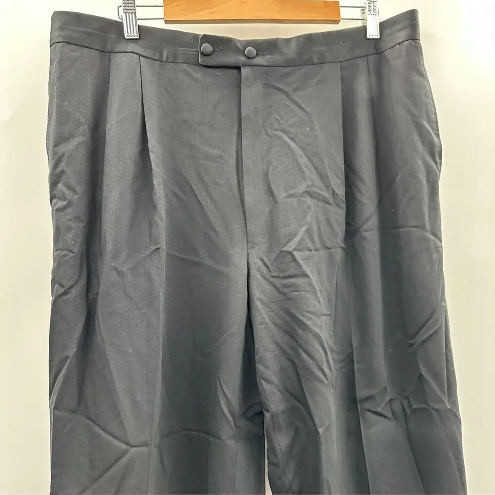 Pal Zileri Black‎ Wool Straight Leg Trouser Dress Pants Size 56